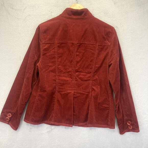 LL Bean Corduroy Jacket Womens Medium Petite PM Pockets Button Up Red Fall - Picture 2 of 16